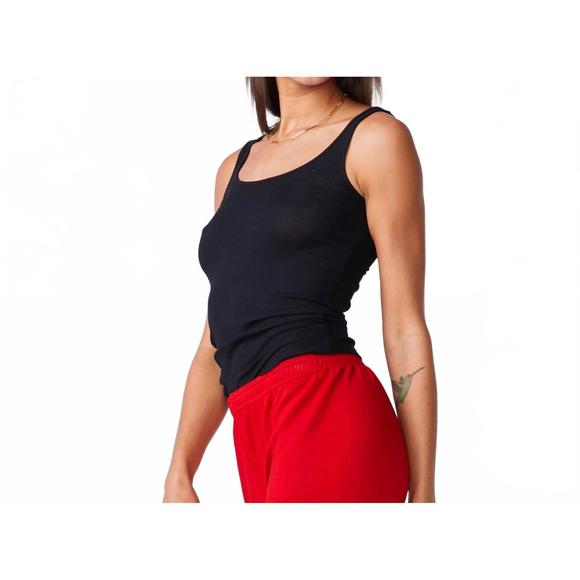 NEW MONROW narrow rib tank top in black - Picture 1 of 5